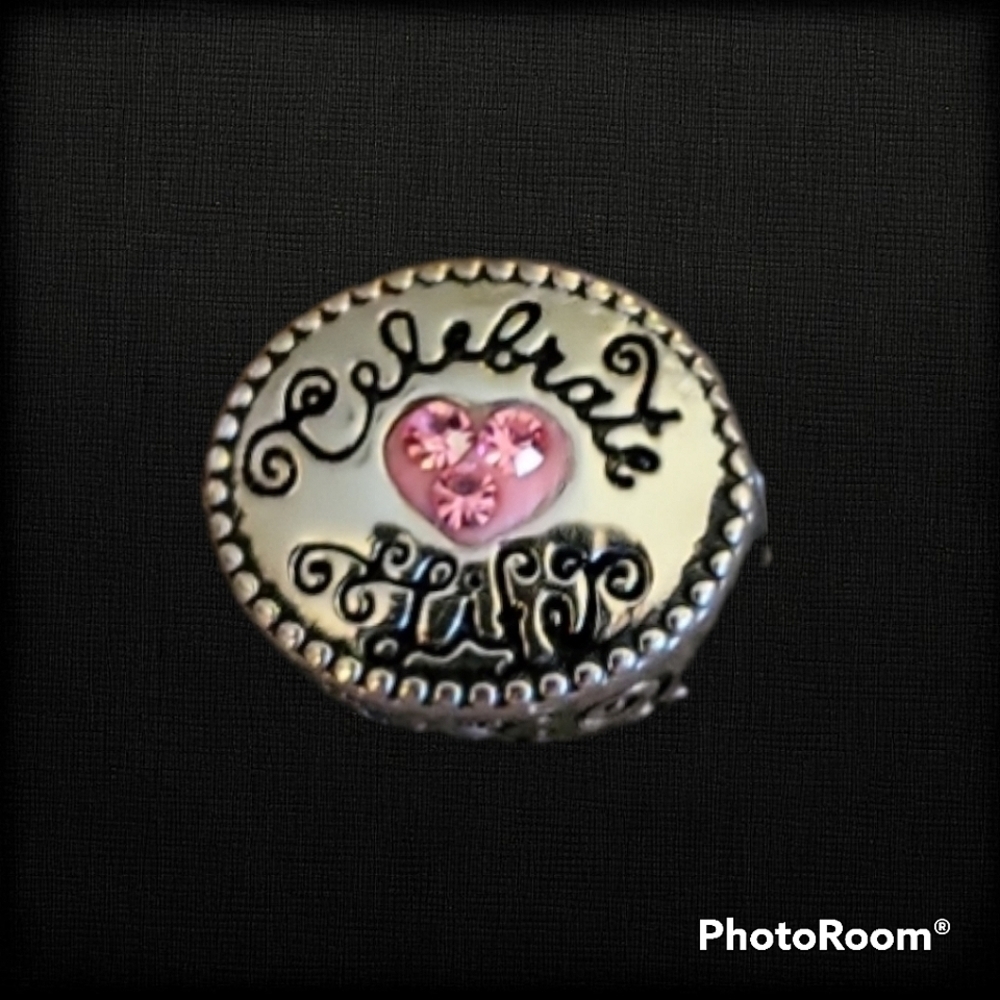 Jcm Stainless Steel Celebrate Life Slider Charm